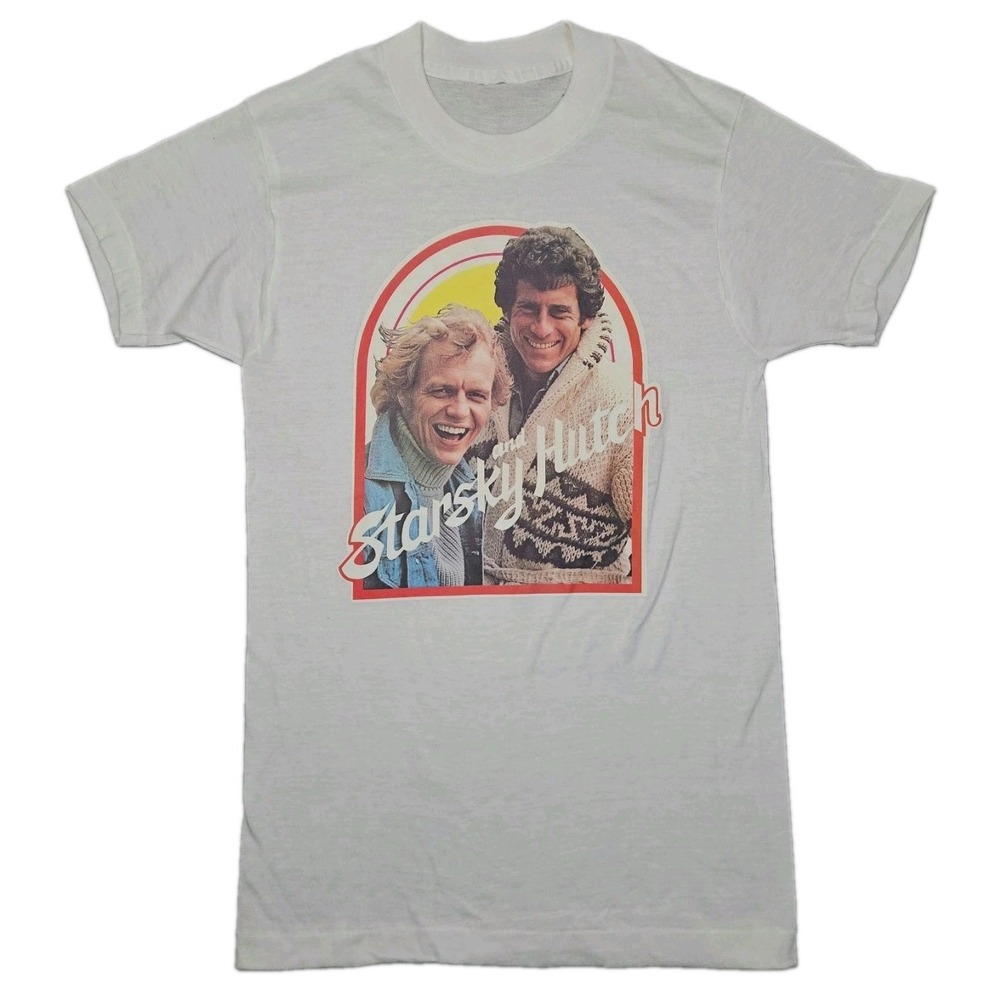 Vintage 1970s Starsky and Hutch TV Show Promo T-Shirt White Single Stitch